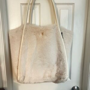 Victoria's Secret Cream Faux Fur Tote